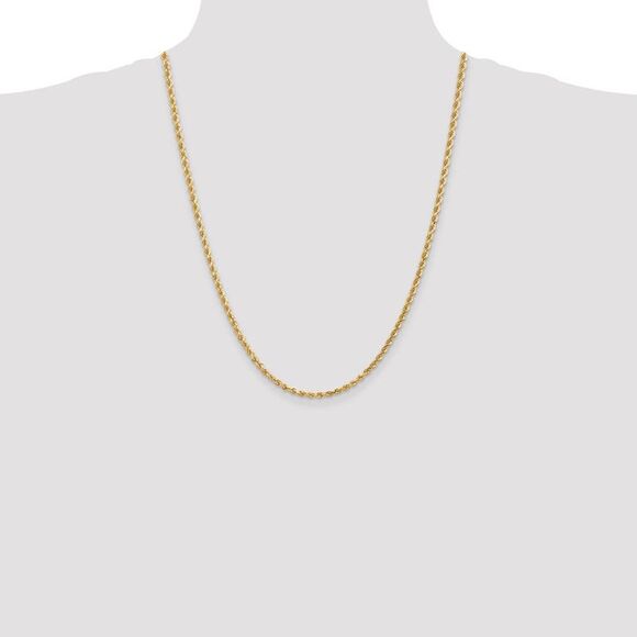 3.25mm, 14k Yellow Gold, Diamond Cut Solid Rope Chain Necklace, 24 In. - Picture 2 of 8
